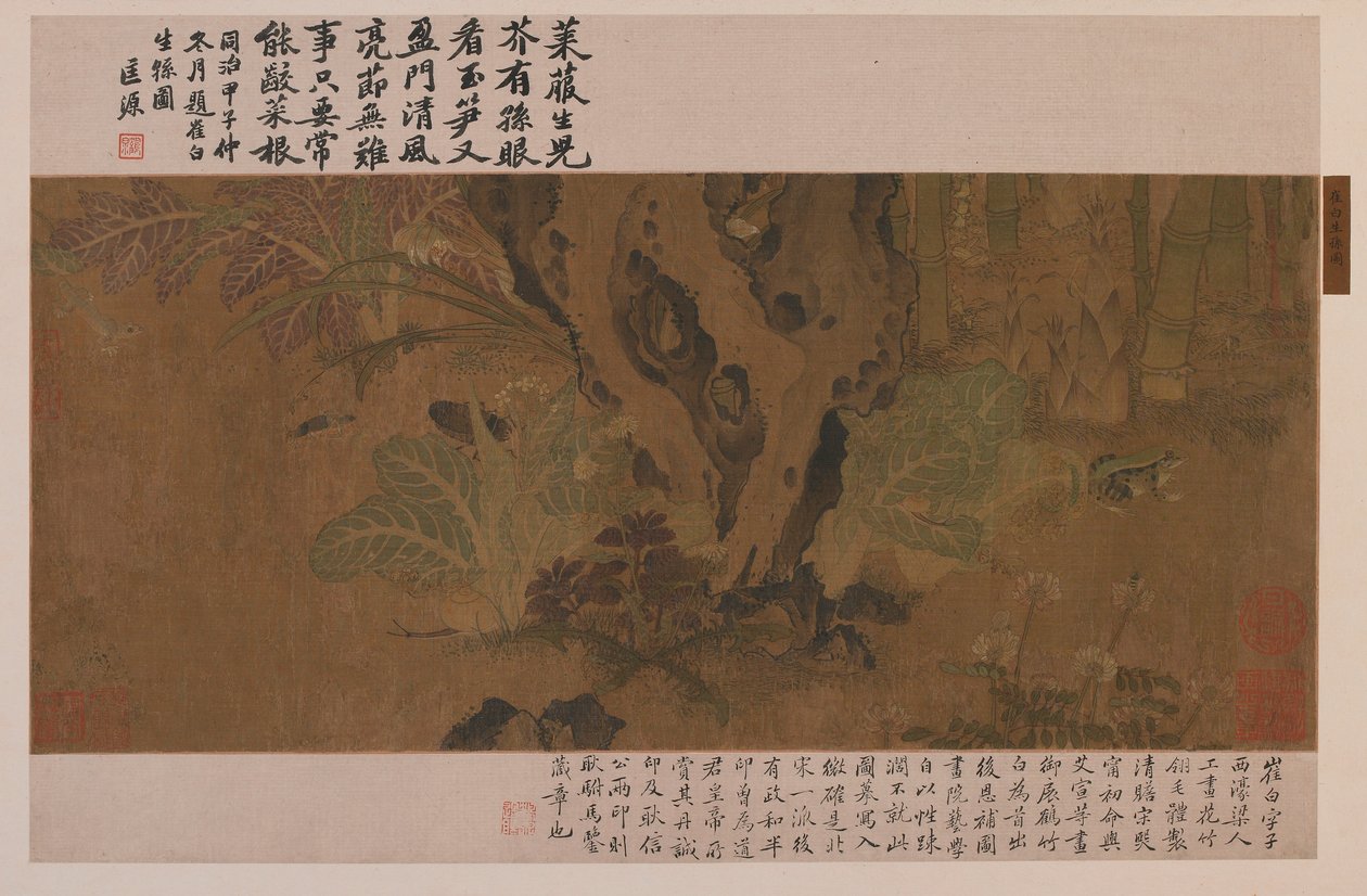 Bambu, kurbağa ve böcekler, Ming hanedanı, 1368-1644. by Unbekannt