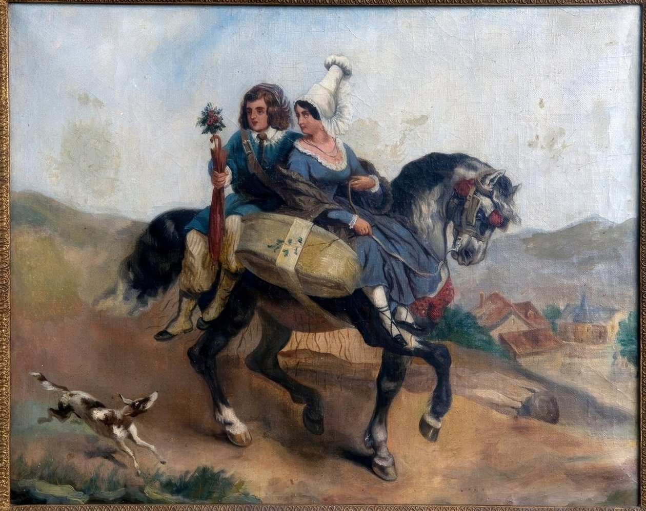 Köylü çift at sırtında by Unbekannt