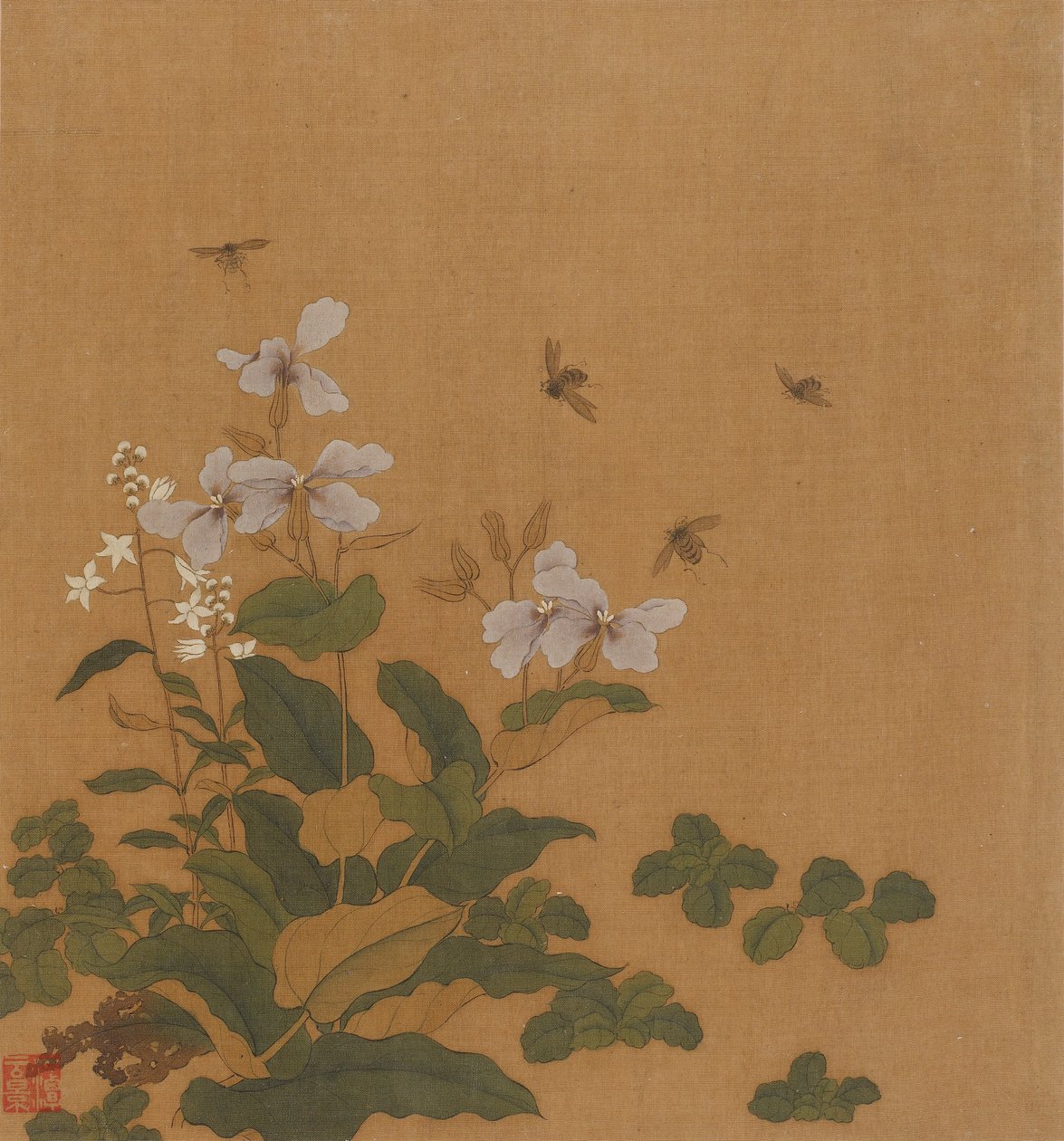 Çiçeklerin üzerinde gezinen arılar, Qing hanedanı, 18. yüzyıl. by Unbekannt