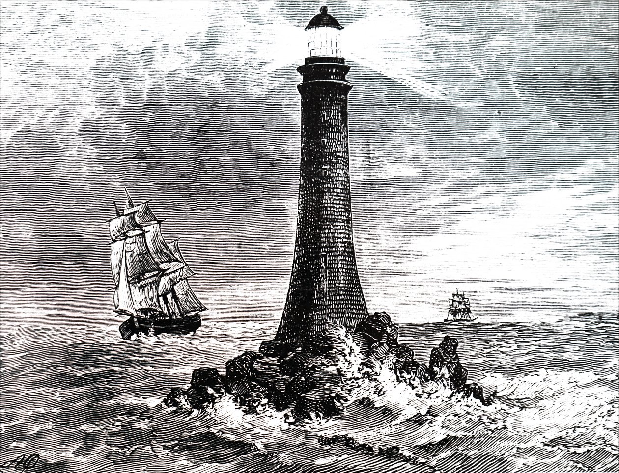 Bell Rock Deniz Feneri fırtınada. by Unbekannt