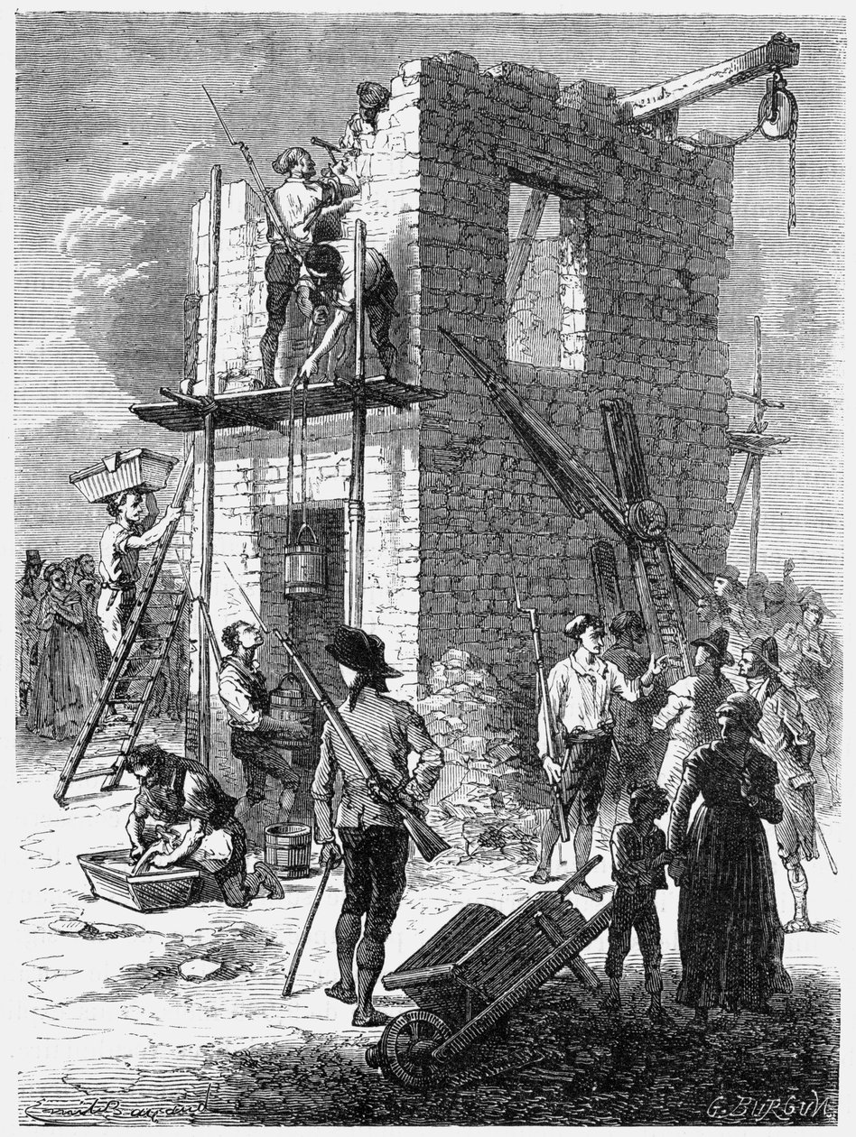 Bir Chappe telgraf istasyonu inşa etmek, c1793, c1870 by Unbekannt