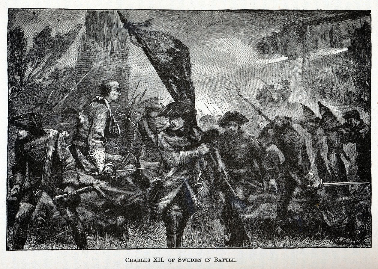 Savaşta İsveç Kralı XII. Charles, 1882 by Unbekannt