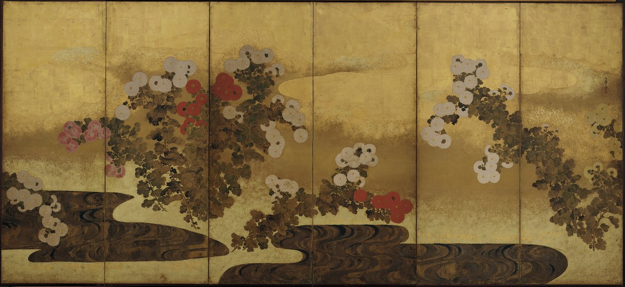 Bir derenin yanında krizantemler, Edo dönemi, 19. yüzyıl. by Unbekannt