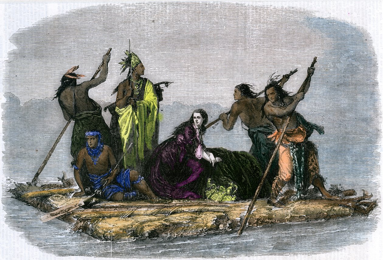 Tutsak bir kızı taşıyan Komançiler, c1860 by Unbekannt