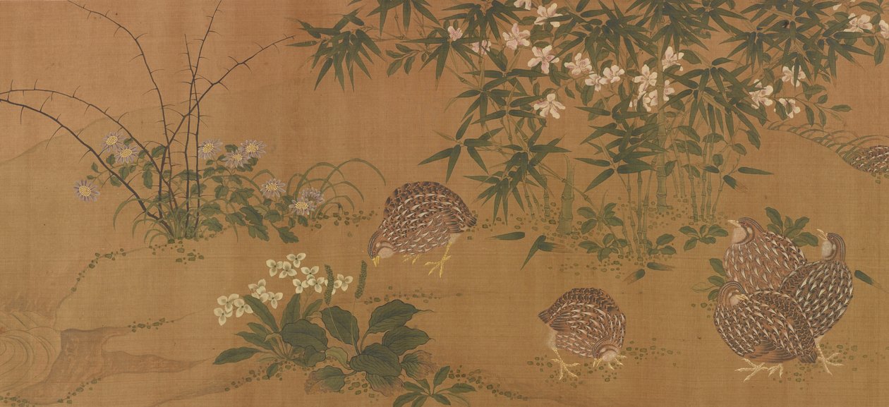 Ördekler, çiçekler ve bıldırcın, Ming hanedanı, 1368-1644. by Unbekannt