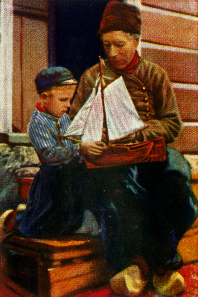 Hollandalı baba ve oğul geleneksel kıyafetli, c1928. by Unbekannt