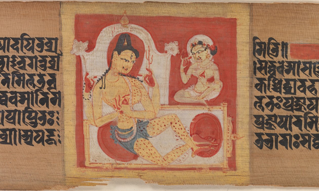 Enthroned Four-armed Bodhisattva, Leaf from...Pancavimsatisahasrika Prajnaparamita..., ca. 1090. by Unbekannt