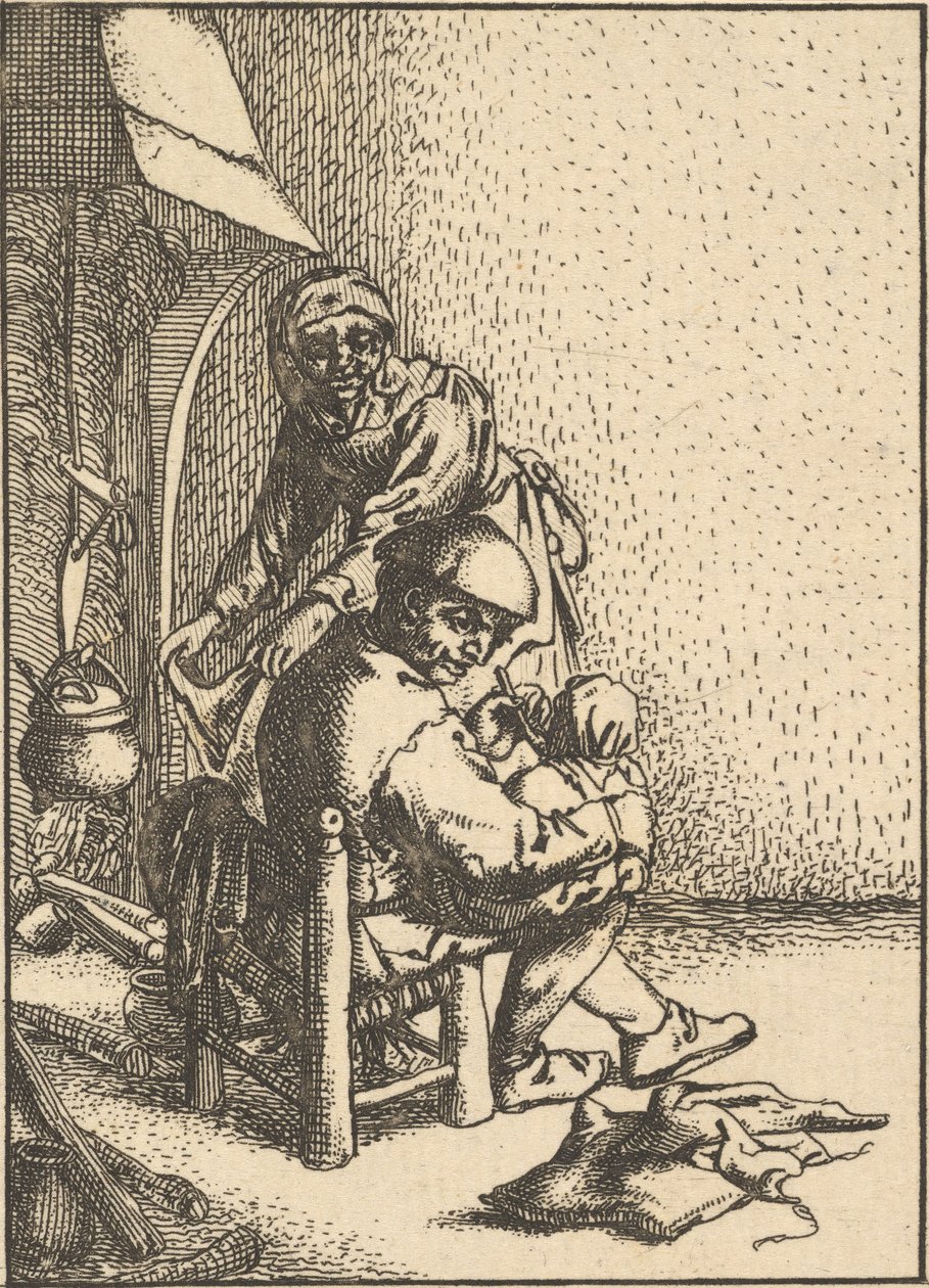 Çocuğunu Besleyen Baba, 1610-85. by Unbekannt