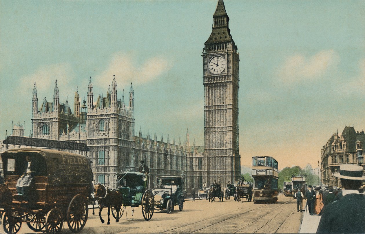 Parlamento Binaları ve Westminster Bridge, Londra, 1900