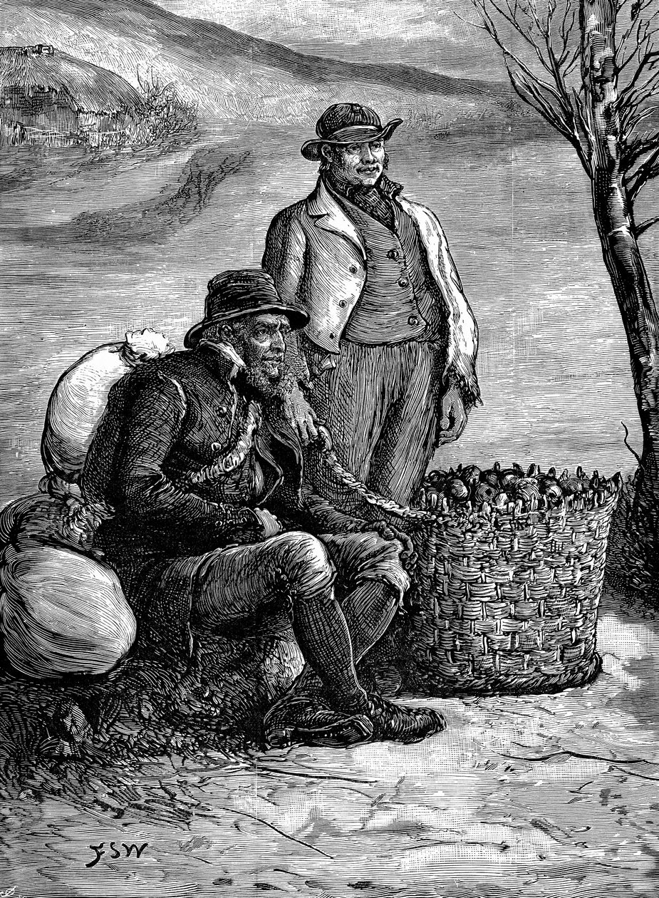 Patates tohumlarını eve taşıyan İrlandalı çiftçiler, 1888 by Unbekannt