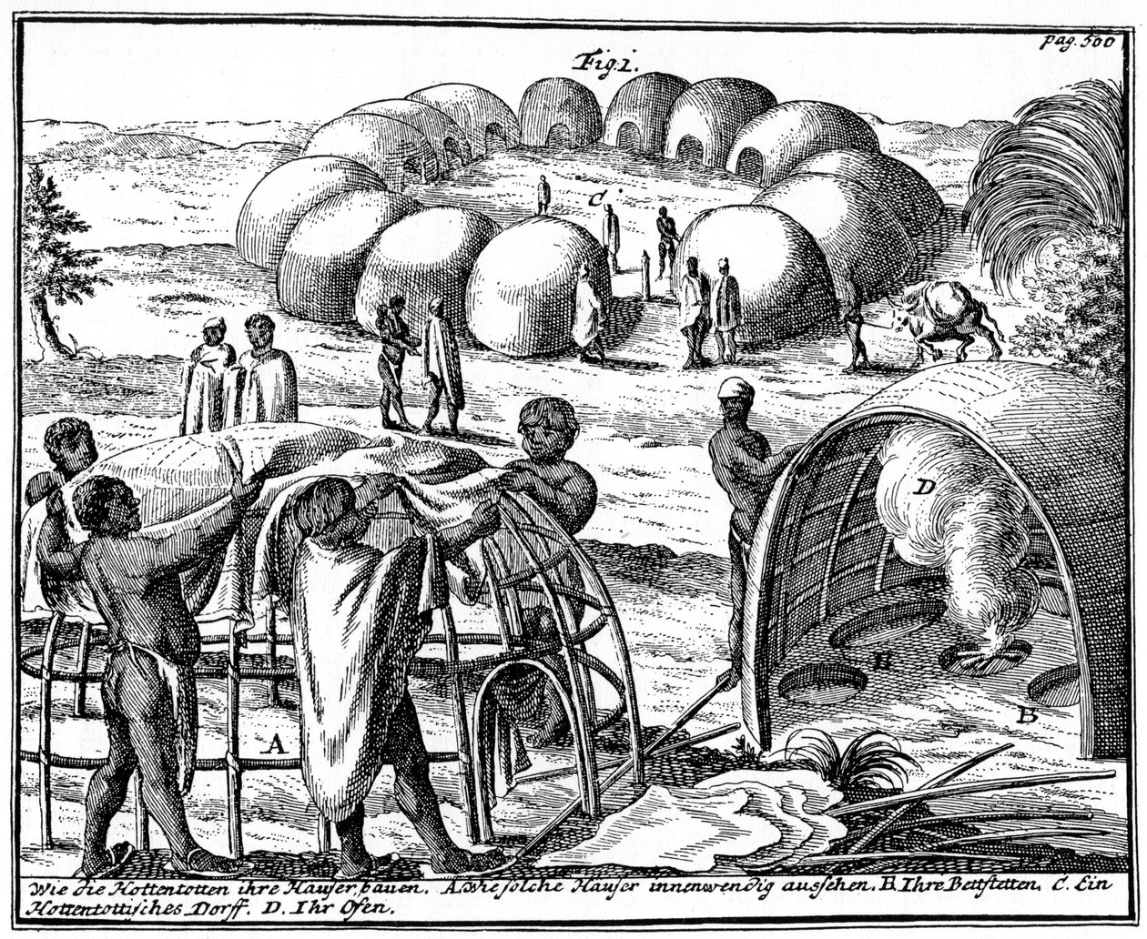 Khoikhoi kulübeleri ve kraal, Güney Afrika, 1931 by Unbekannt