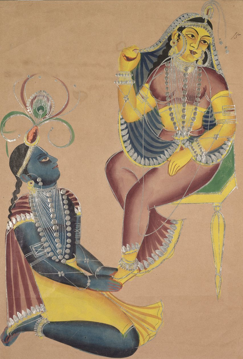 Krishna Okşayarak Radhas Ayakları, 1800