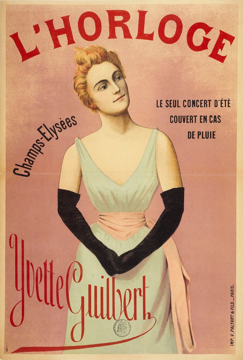 Saat: Yvette Guilbert, yaklaşık 1890-1895. by Unbekannt