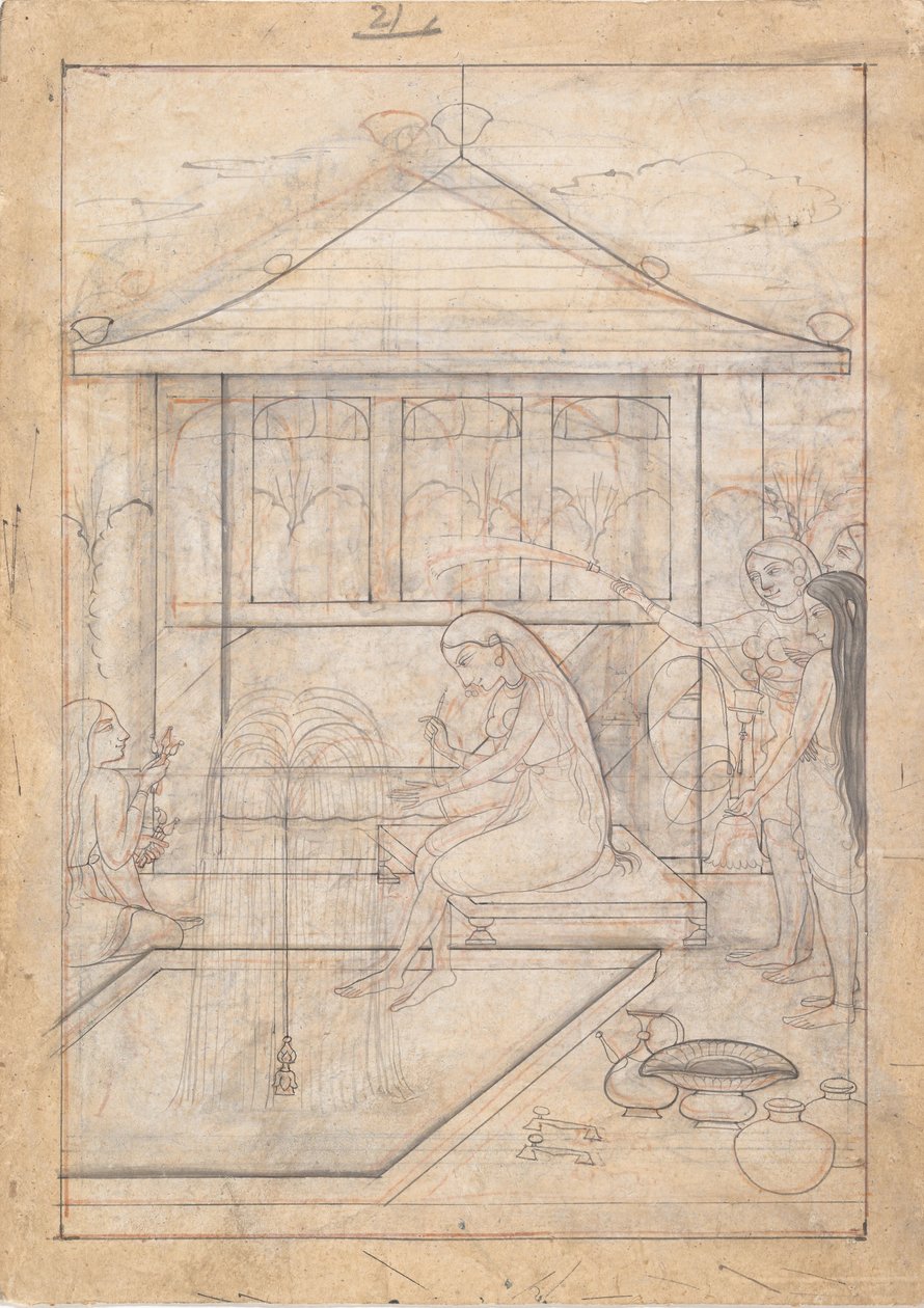 Bayan Nargile İçmek Üzere, ca.1790. by Unbekannt