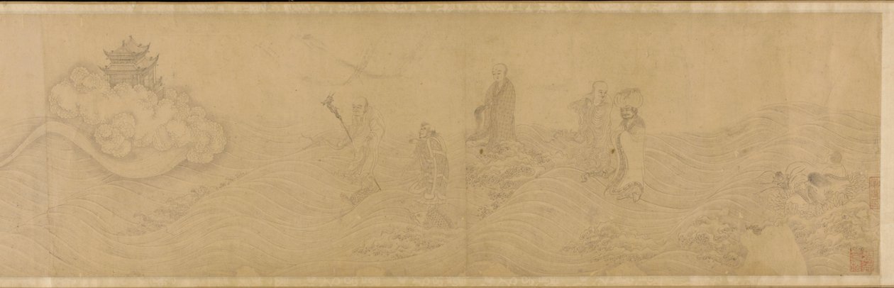 Luohanlar denizi geçerken, Ming hanedanı, 15.-16. yüzyıl. by Unbekannt