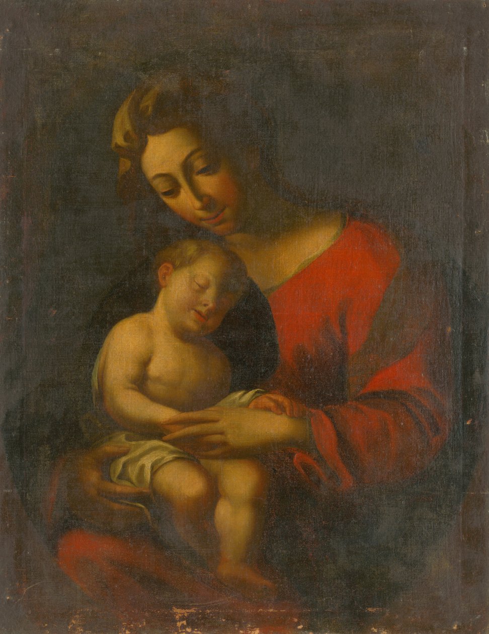 Uyuyan İsa ile Madonna by Unbekannt