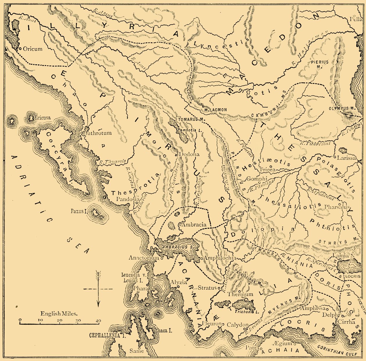 Epir ve Batı Yunanistan Haritası, 1890. by Unbekannt