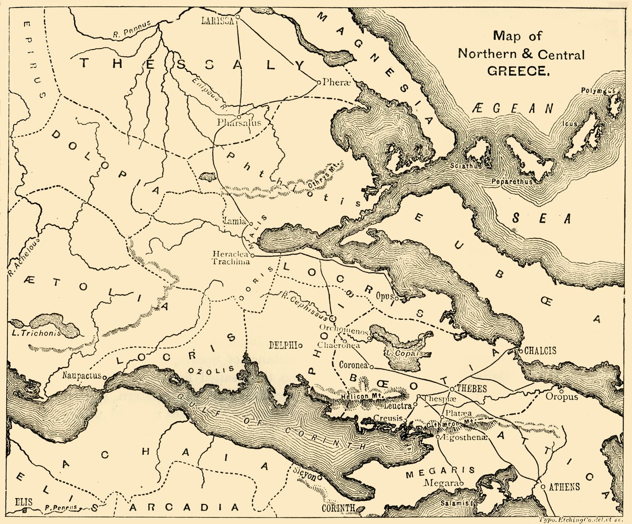 Kuzey ve Orta Yunanistan Haritası, 1890. by Unbekannt