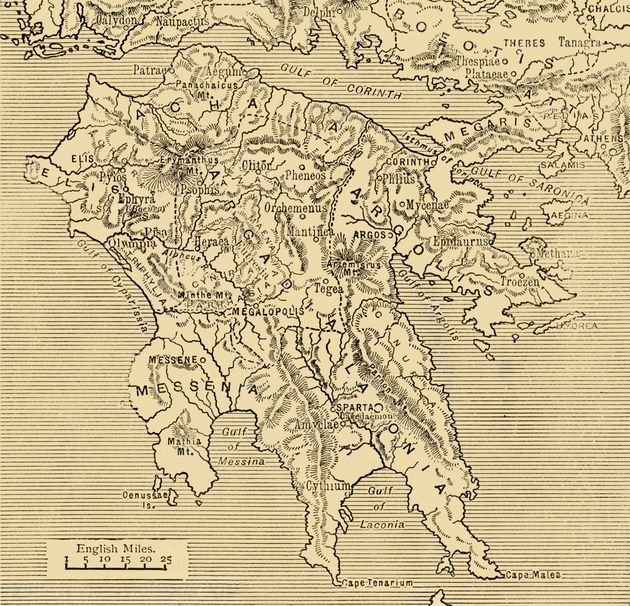 Peloponnesus Haritası, 1890. by Unbekannt