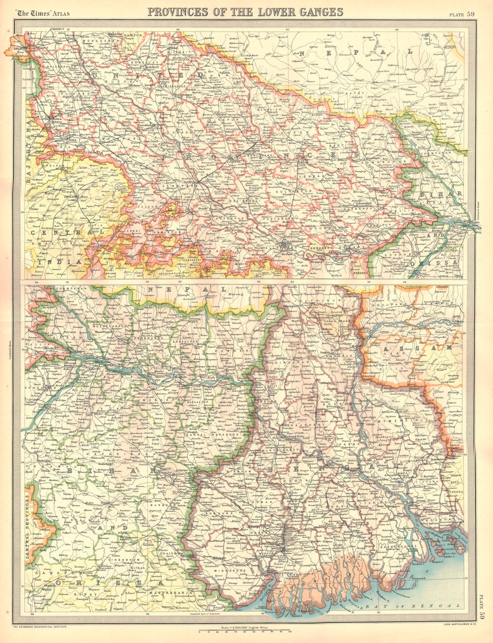 Aşağı Ganj İllerinin Haritası by Unbekannt