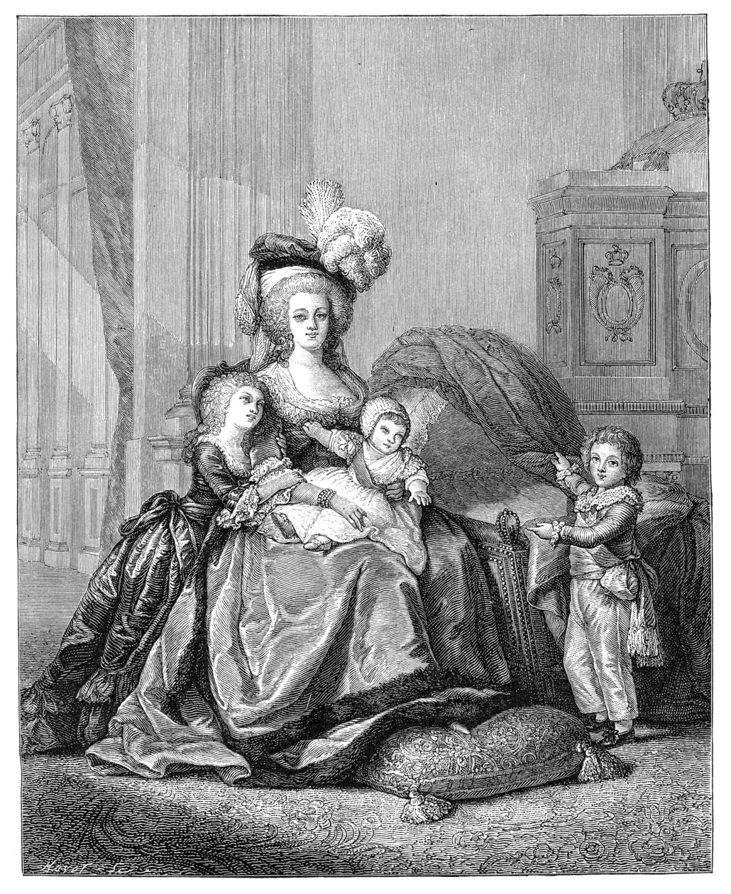 Marie Antoinette ve Çocukları, c1787, 1885. by Unbekannt