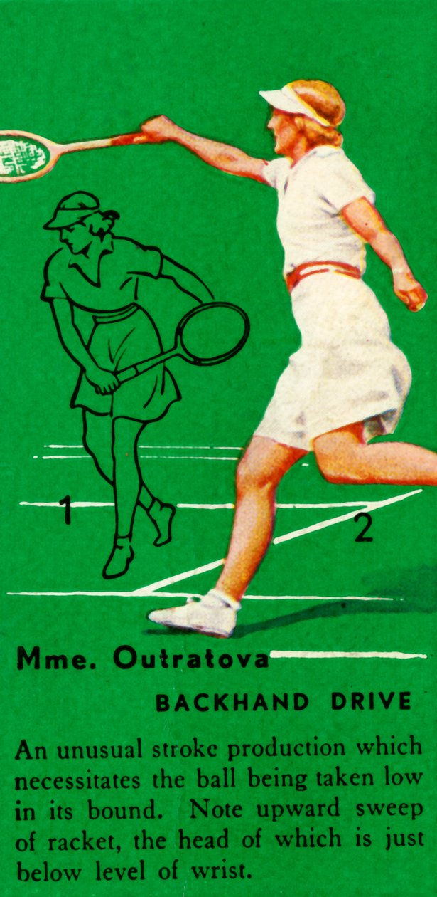 Mme. Outratova - Backhand Drive, c1935. by Unbekannt