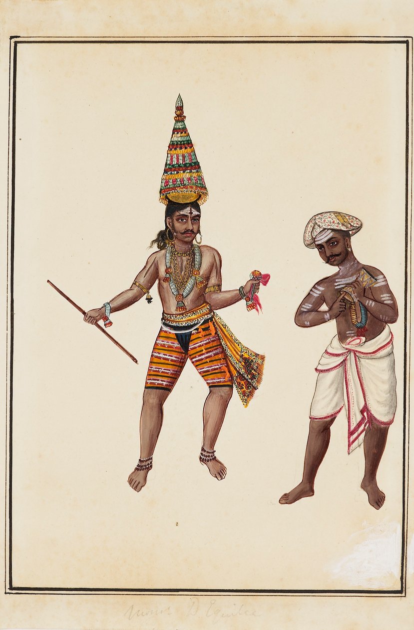 Bir çift erkek tapınak dansçısı, 1820-1825 by Unbekannt