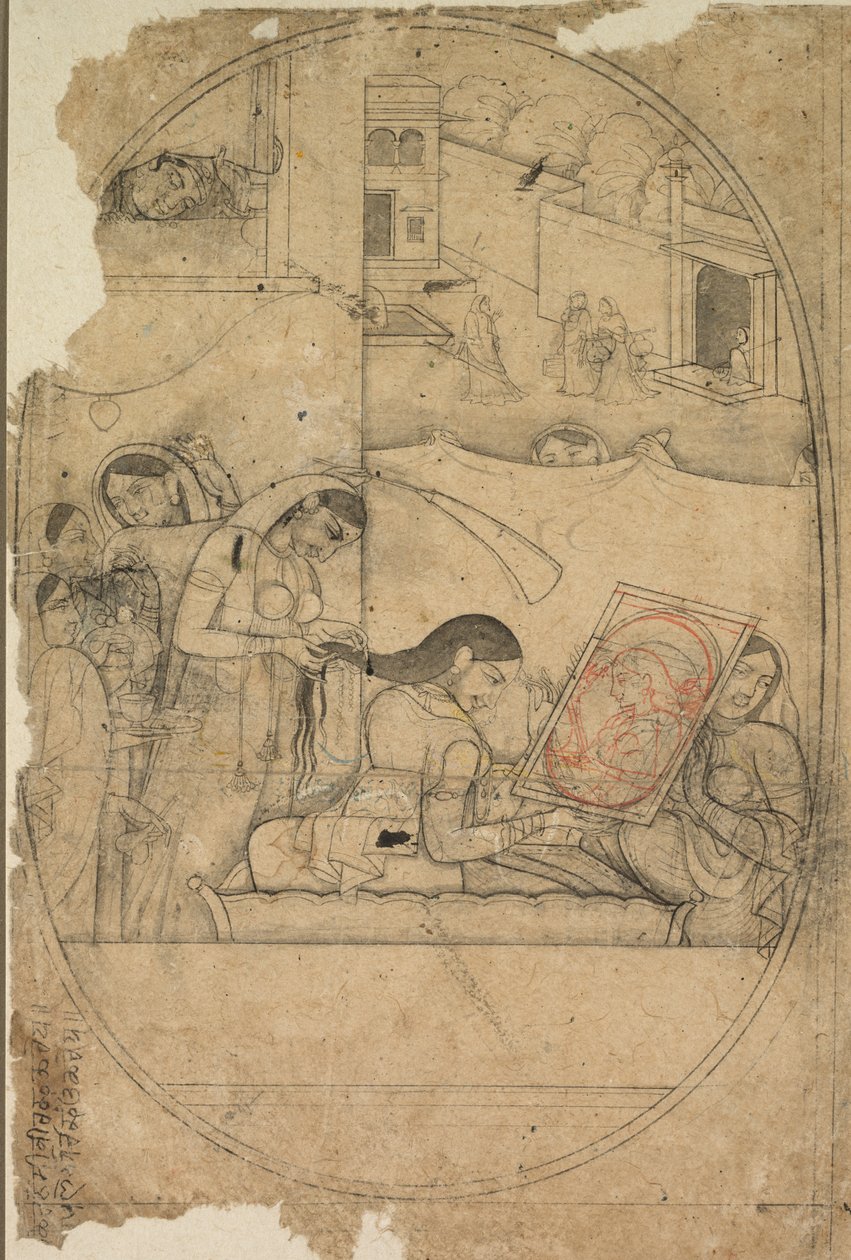 Radhas Saç Giyiniyor, c. 1790-1800. by Unbekannt