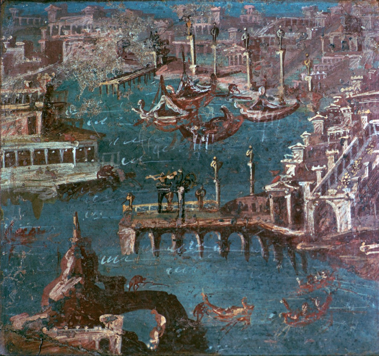 Bir liman sahnesinin Roma duvar resmi by Unbekannt