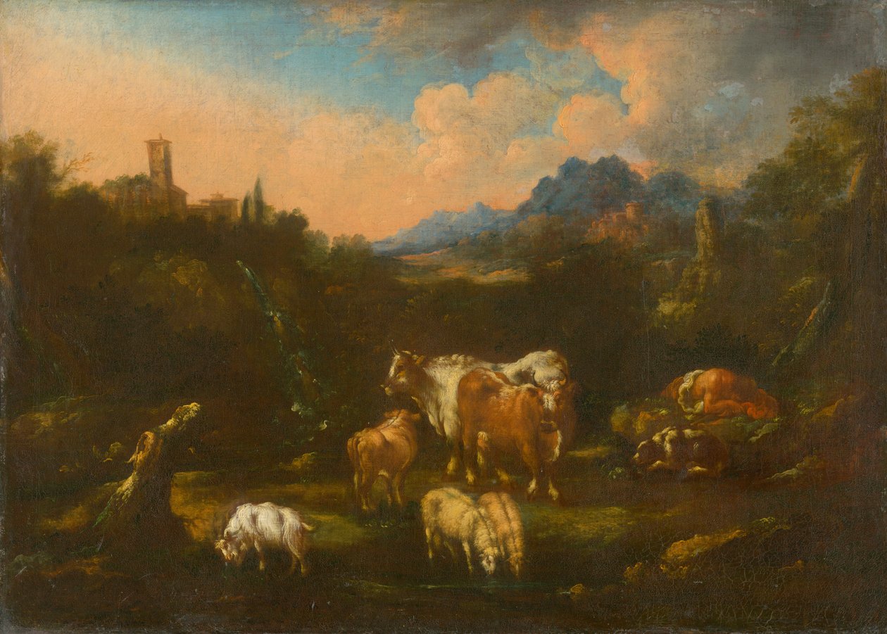 Sürüyle Romantik Manzara by Unbekannt