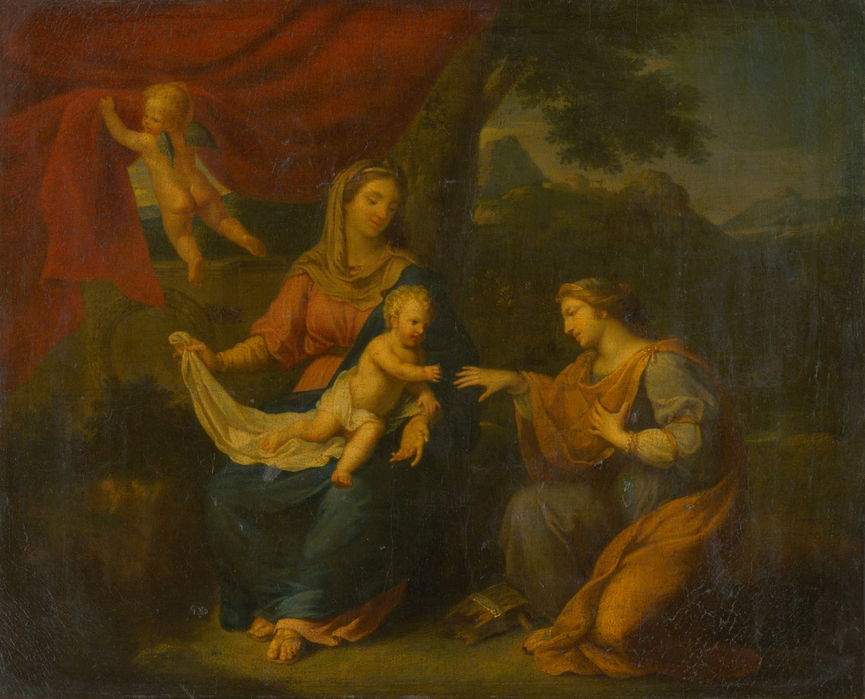Aziz Catherine ile Oturan Madonna by Unbekannt
