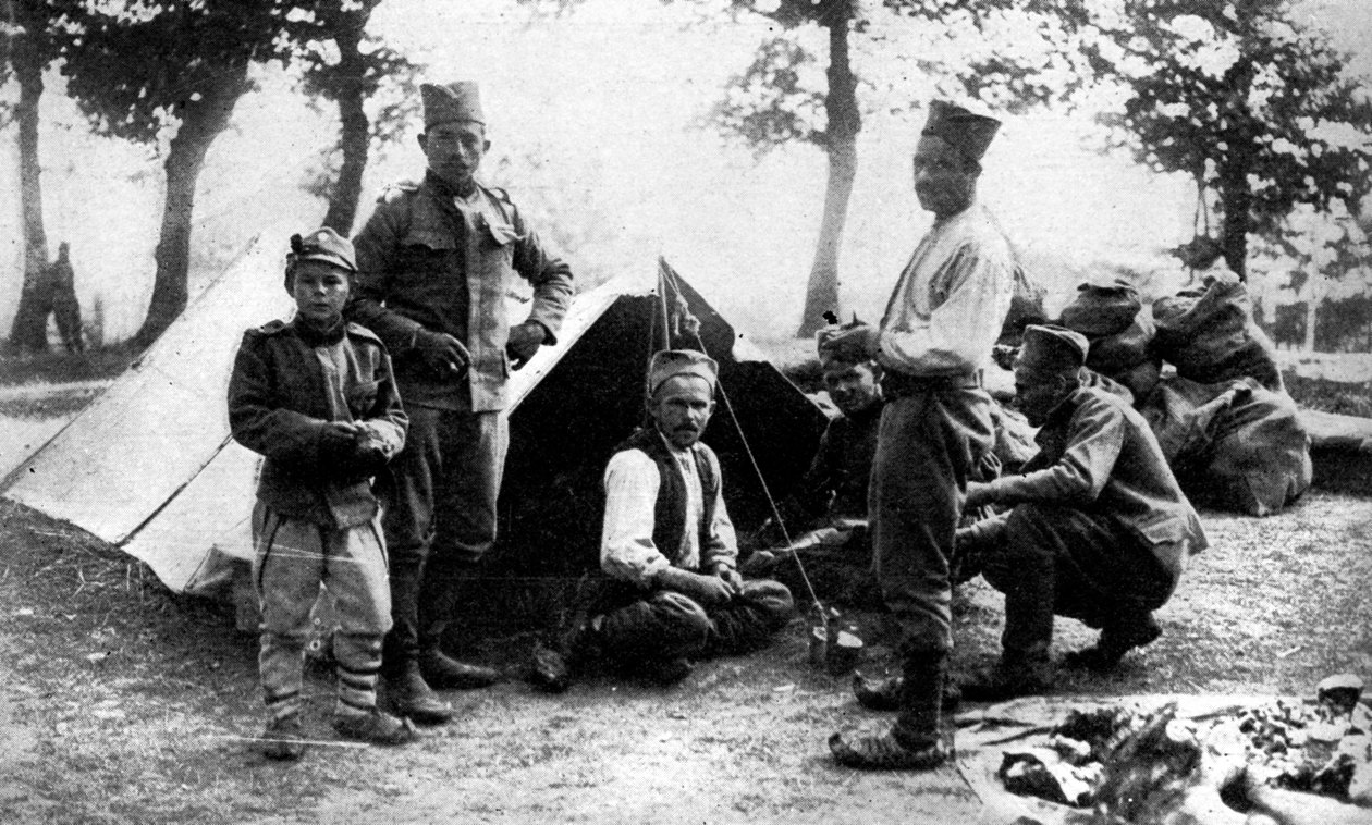Kamp yapan Sırp askerleri, Birinci Dünya Savaşı, 1914 by Unbekannt