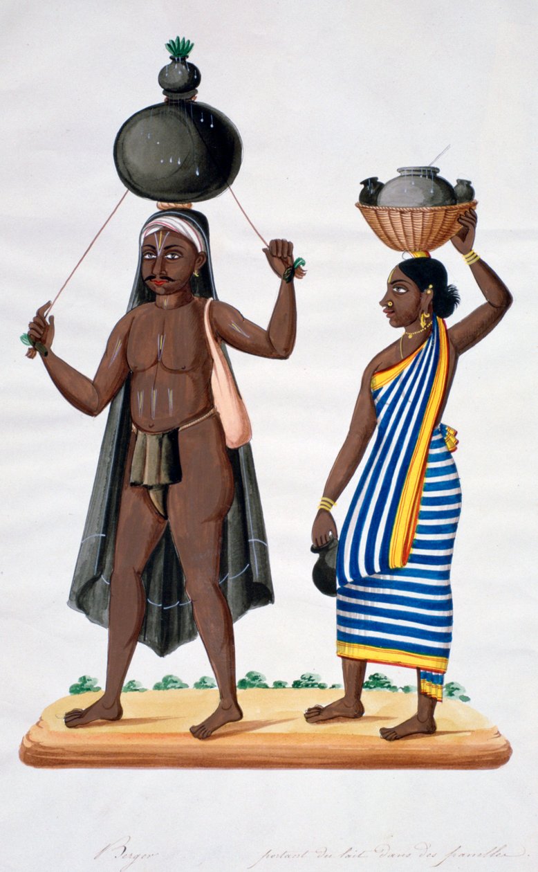 Süt taşıyan çoban ve karısı, Hindistan, 1834 by Unbekannt