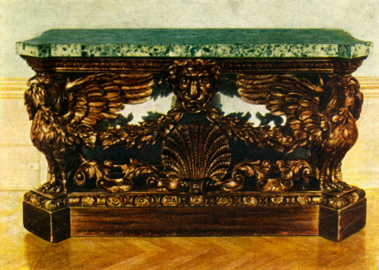 Oyma Meşe Yan Sehpası, yaklaşık 1730, 1938. by Unbekannt