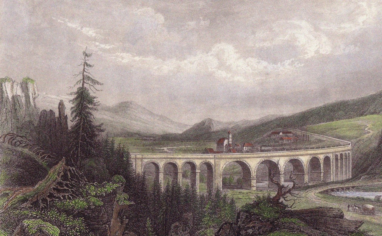 Güney Demiryolu. Viyadük Payerbach, Semmering by Unbekannt