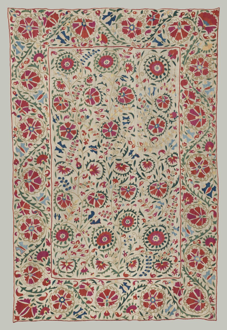 Suzani: perde veya yatak örtüsü, yaklaşık 1800. by Unbekannt