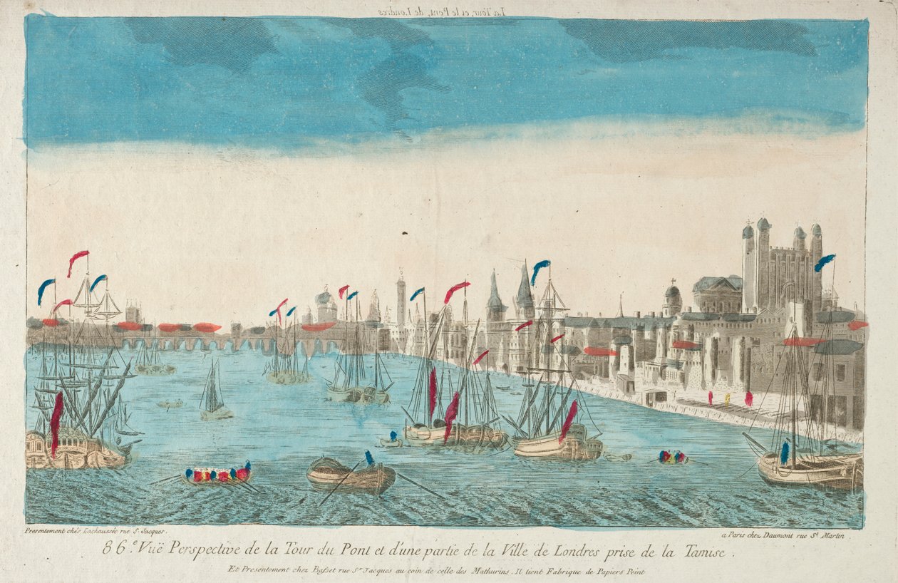 Londra Köprüsü ve Kulesi'nin görünümü, 18. Yüzyıl. by Unbekannt