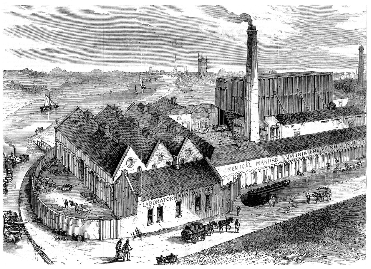 Webbs kimya fabrikası, Diglis, Worcestershire, 1869 by Unbekannt
