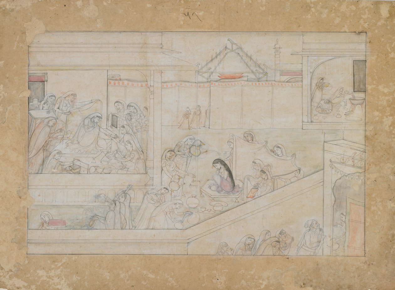 Düğün Hazırlıkları: Nala-Damayanti serisinden bir yaprak, 1775-1800. by Unbekannt