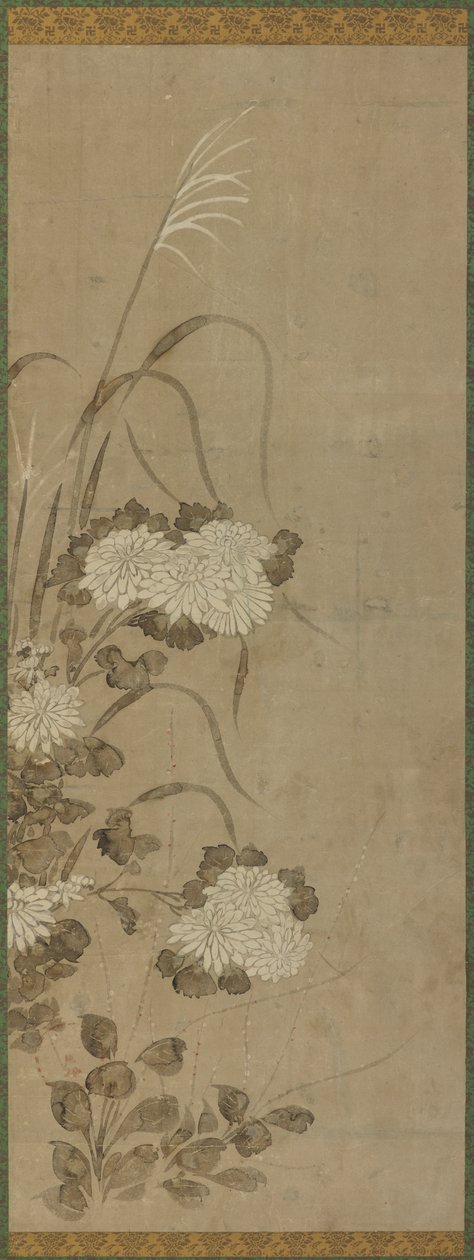 Beyaz krizantemler ve çimenler, Edo dönemi, 1615-1868. by Unbekannt