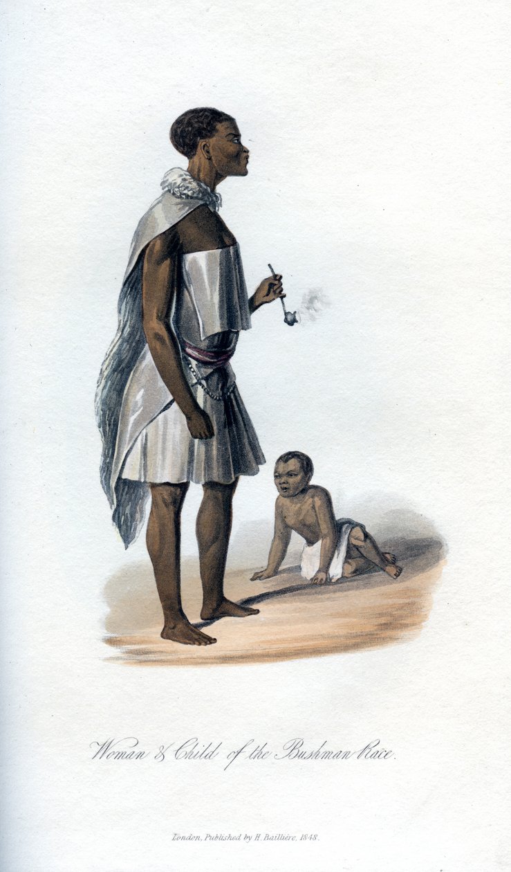 Bushman Irkının Kadını ve Çocuğu, 1848 by Unbekannt
