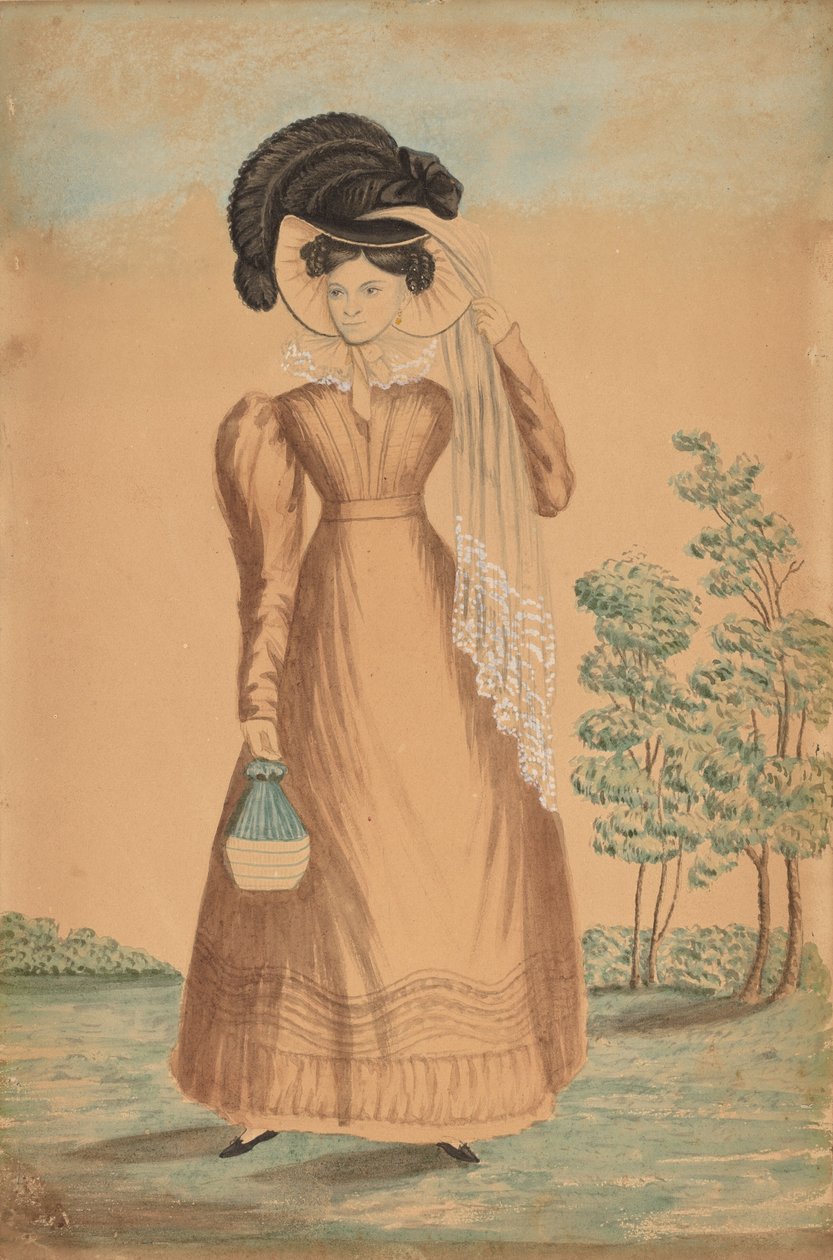 Tüylü Şapkalı Kadın, c. 1825. by Unbekannt