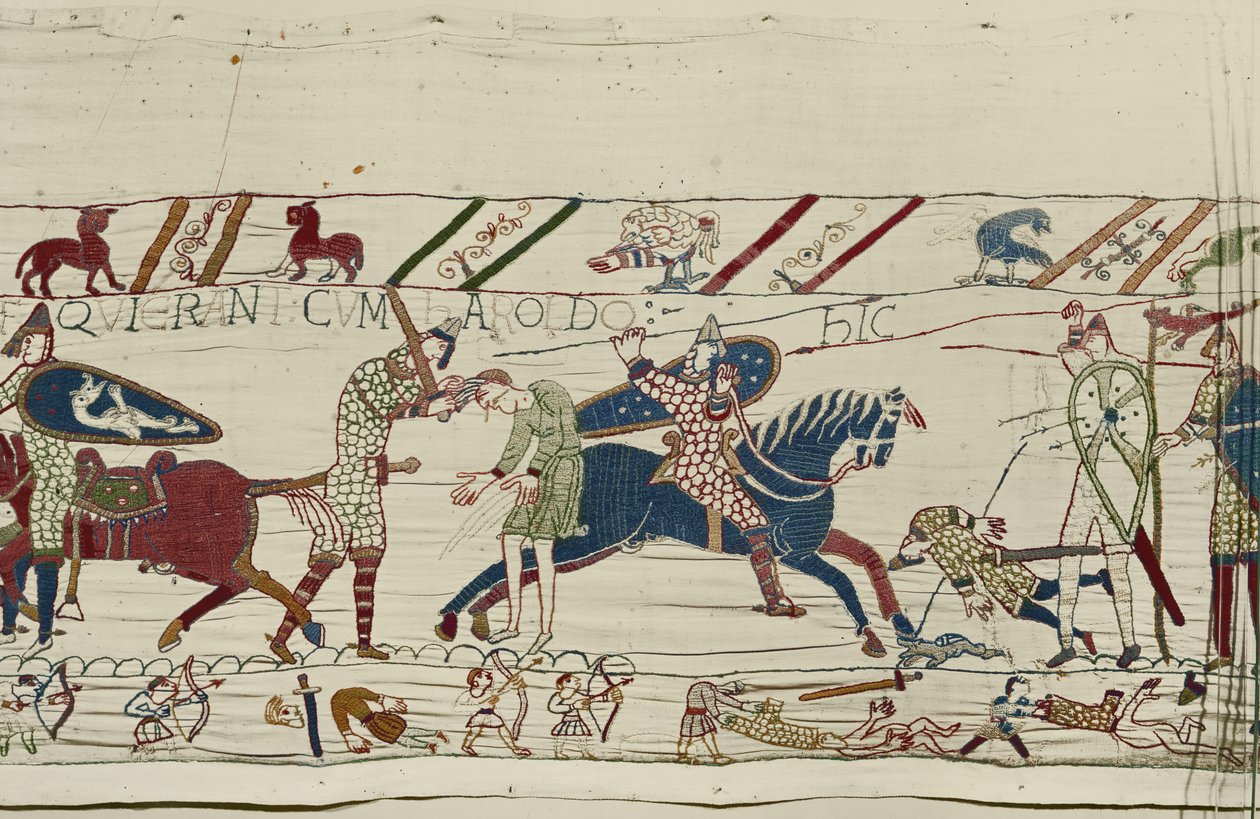 Normanlar, King Harold, Bayeux Goblen ile birlikte olanları öldürür by Unbekannt Unbekannt