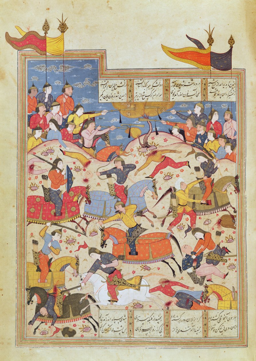 Savaş Sahnesi, "Shahnama"dan bir çizim by Unbekannt