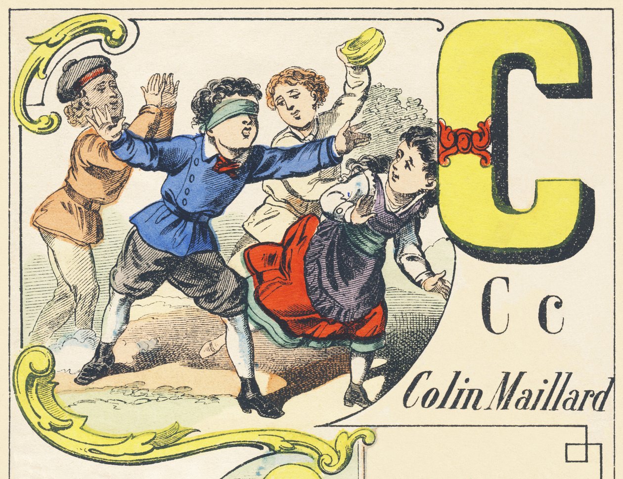 C : colin-maillard - Oyunlar Alfabesi, c.1890 (resim) by Unbekannt