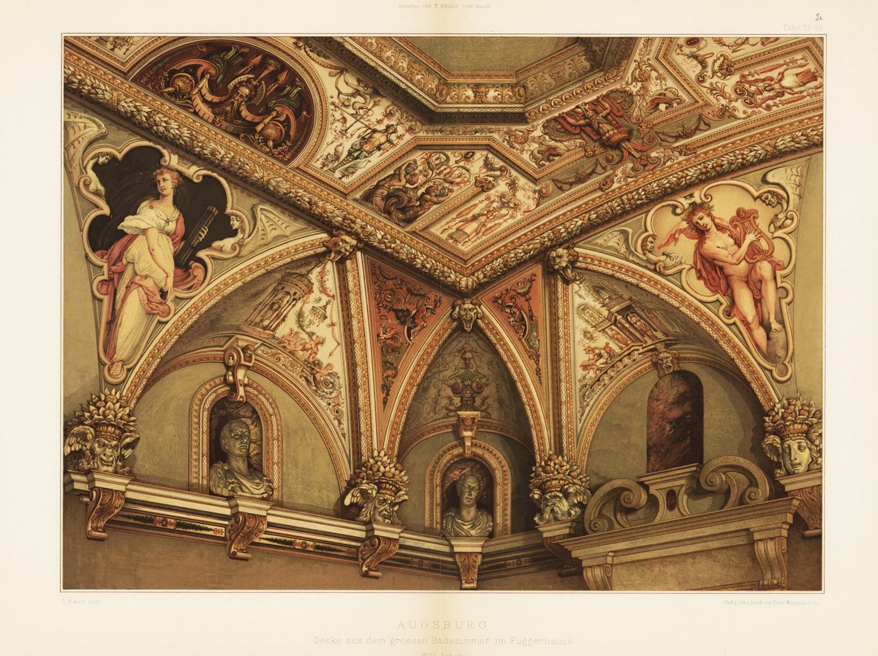 Fugger Evlerinde Tavan, Augsburg by Unbekannter Künstler