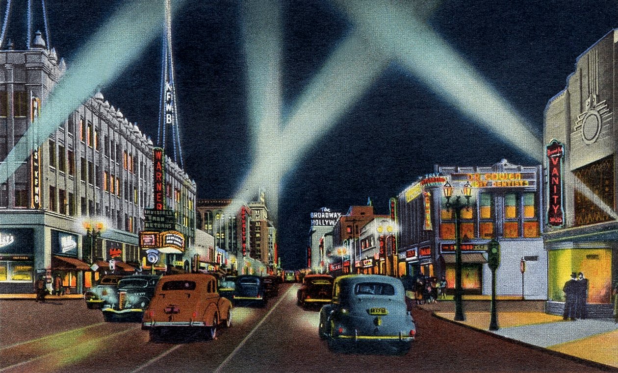Hollywood bulvarı gece California by Unbekannter Künstler