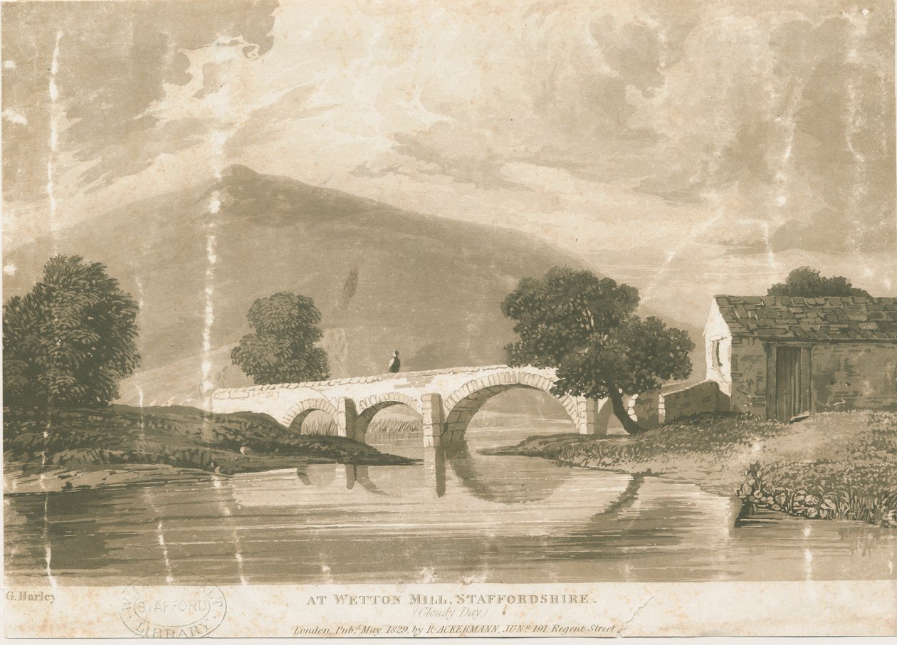 Wetton Mill: aquatint gravür, nd [c 1829] by Unbekannt