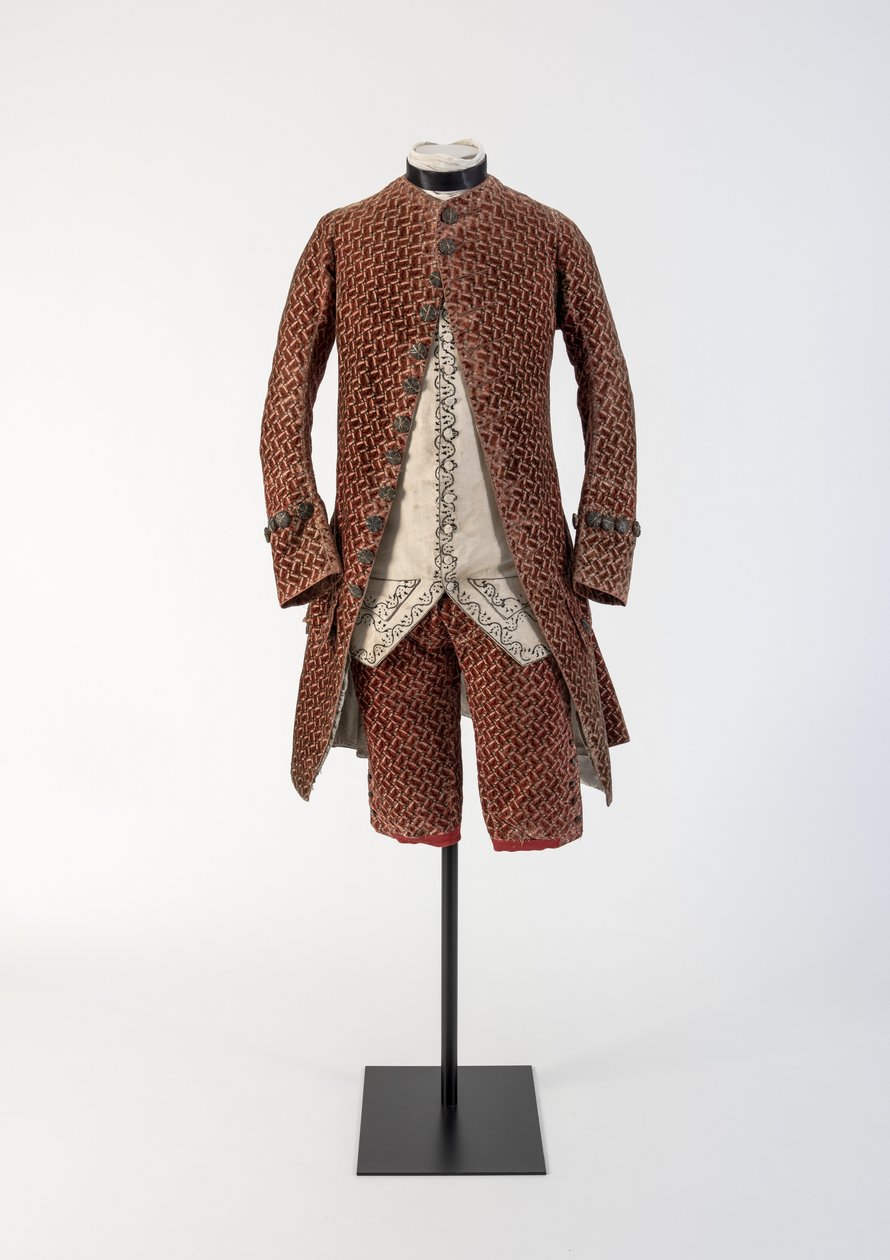 Mans kırmızı dokuma kadife ceket ve pantolon, 1750