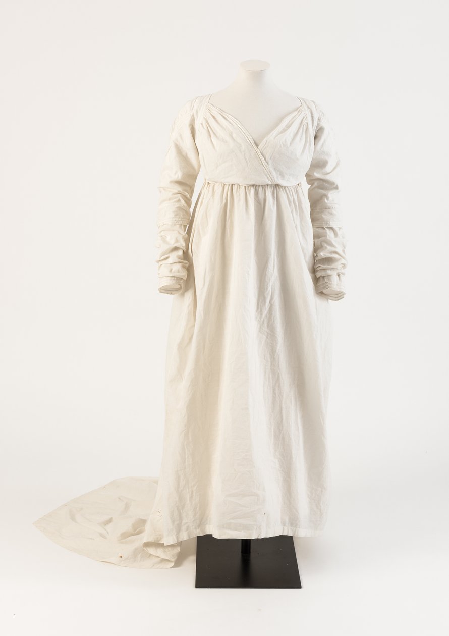 Beyaz pamuklu elbise, 1800 (pamuk) by Unbekannt Unbekannt